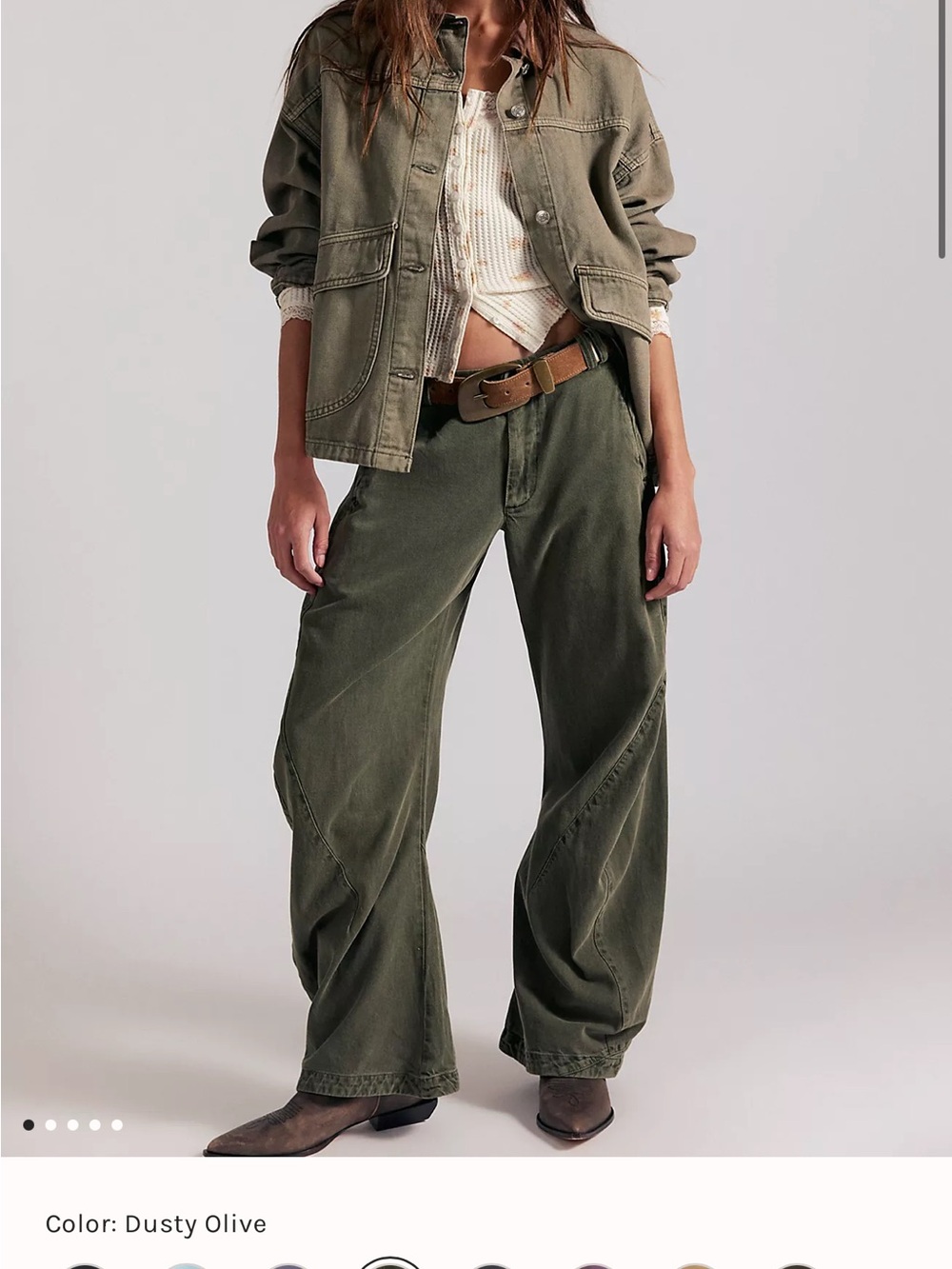 Free People Spotlight Wash Barrel Chino Trouser Dusty Olive Size 8 NWT